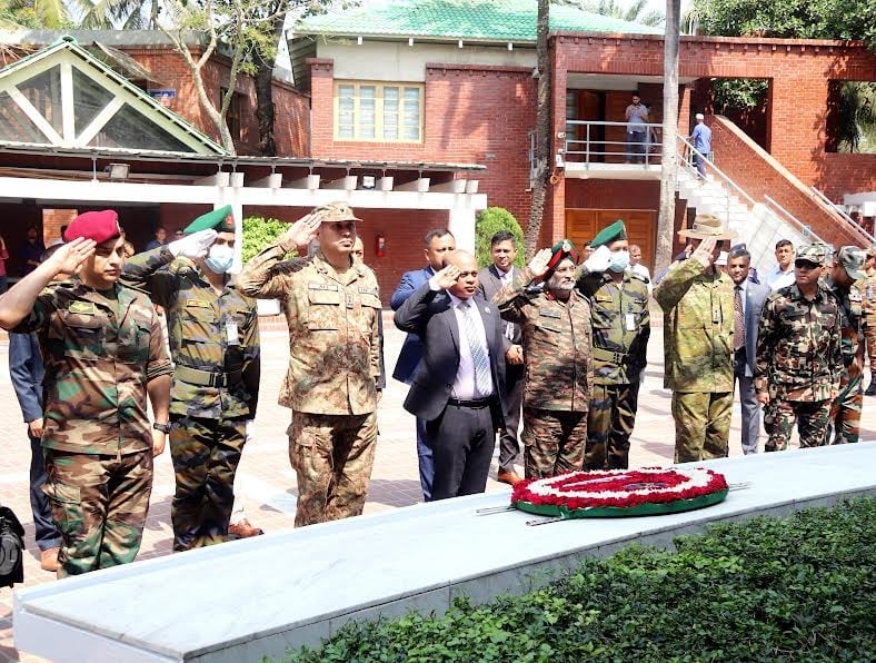 Military representatives of seven countries pay tributes to Bangabandhu