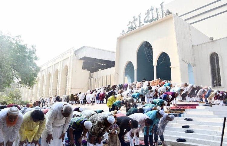 Five Eid jamaats held at Baitul Mukarram National Mosque