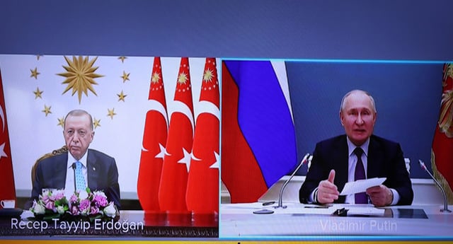 Ailing Erdogan re-emerges by video link with Putin