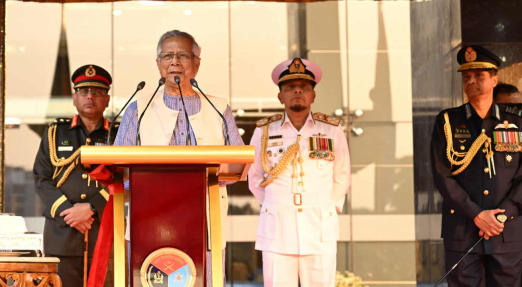 সশস্ত্র বাহিনী দিবসে প্রধান উপদেষ্টার নির্বাচনী ও দেশের সশস্ত্র বাহিনী সম্পর্কিত মন্তব্য