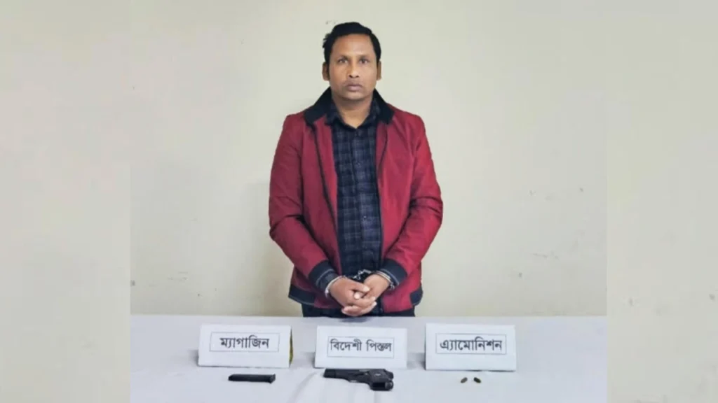 মেহেরপুরে বিদেশি পিস্তলসহ যুবলীগ নেতাকে আটক