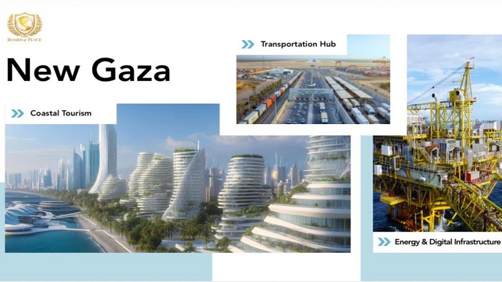 যুক্তরাষ্ট্রের ‘নিউ গাজা’ পরিকল্পনা প্রকাশ, যুদ্ধবিধ্বস্ত ভূখণ্ড পুনর্গঠনের রূপরেখা উপস্থাপন
