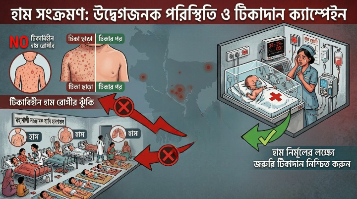 হাম সংক্রমণে শিশু মৃত্যুর সংখ্যা উদ্বেগজনকভাবে বৃদ্ধি, আইসিইউতে চাপ বাড়ছে
