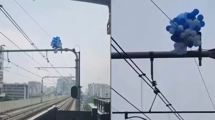 কারওয়ান বাজার এলাকায় গ্যাস বেলুনের কারণে মেট্রোরেল চলাচল সাময়িক বন্ধ, পরে স্বাভাবিক