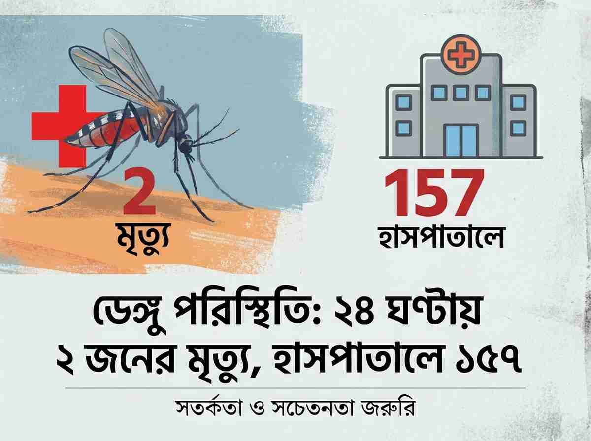 সারাদেশে ডেঙ্গু পরিস্থিতি: ২৪ ঘণ্টায় ২ জনের মৃত্যু, হাসপাতালে ভর্তি ১৫৭
