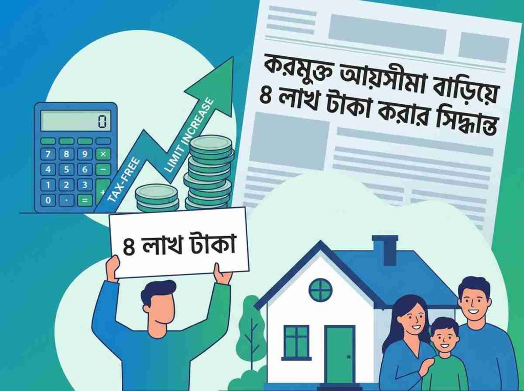 ব্যক্তিশ্রেণির করমুক্ত আয়সীমা বাড়িয়ে ৪ লাখ টাকা করার সিদ্ধান্ত সরকারের