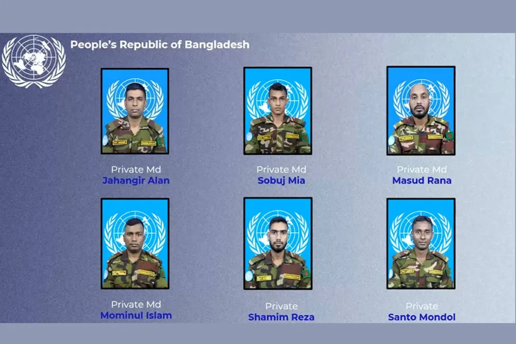 জাতিসংঘের ড্যাগ হ্যামারশোল্ড মেডেল পেলেন বাংলাদেশের নিহত ৬ শান্তিরক্ষী