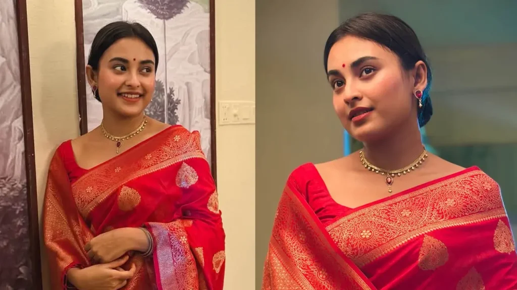 লাল শাড়িতে সামাজিক যোগাযোগমাধ্যমে নতুন লুকে তানজিম সাইয়ারা তটিনী