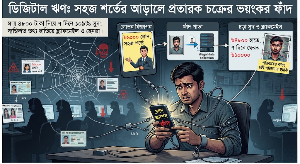 অনলাইন অ্যাপে সহজ শর্তে ঋণের ফাঁদ: ব্ল্যাকমেইলে নিঃস্ব হচ্ছে হাজারো মানুষ